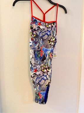 NWT Speedo Womens Rio American Printed One Piece Swimsuit